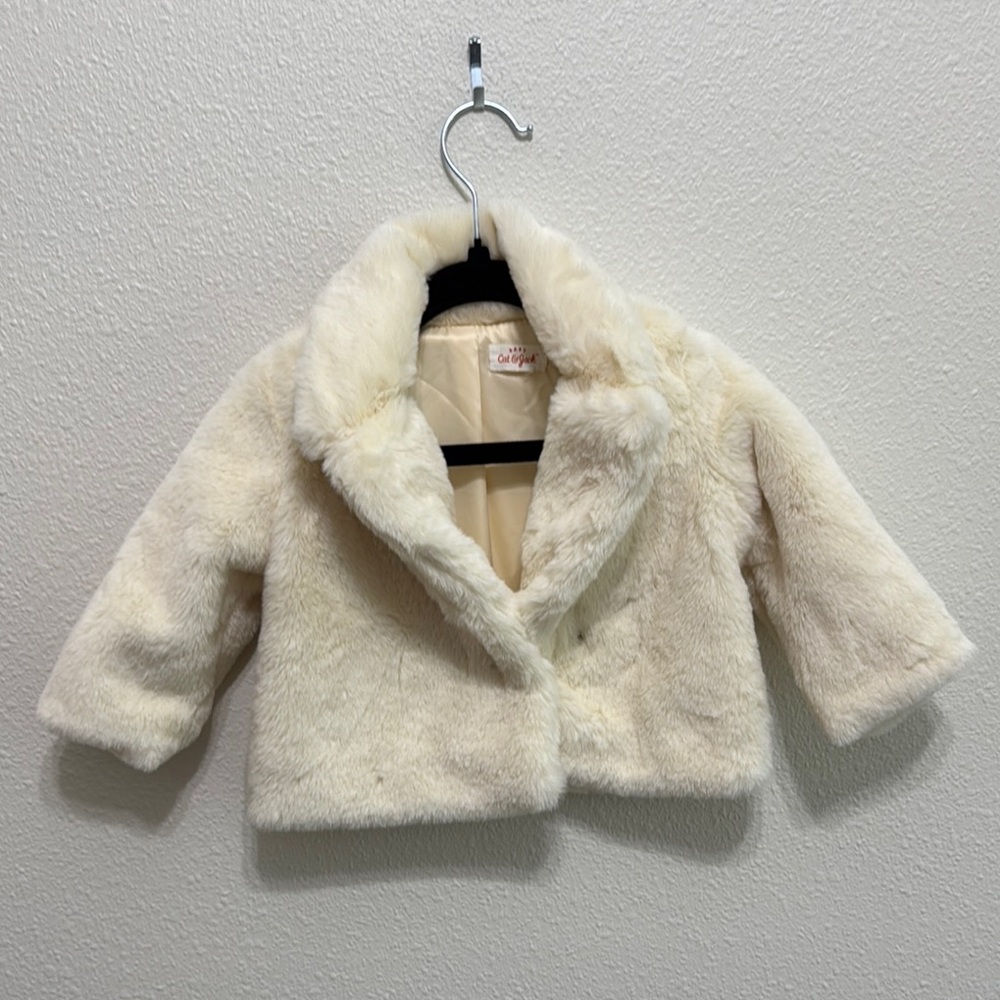 Cat & Jack Cream Faux Fur Jacket